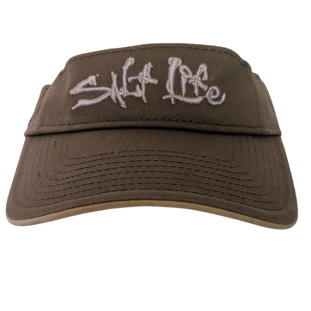 Salt Life Visor Hat Adult Adjustable Strapback Brown Olive Tan Embroidered